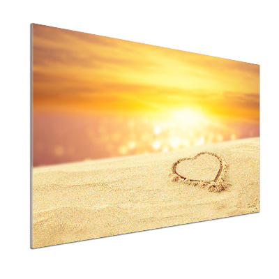 Panel antisalpicaduras Corazón en la arena