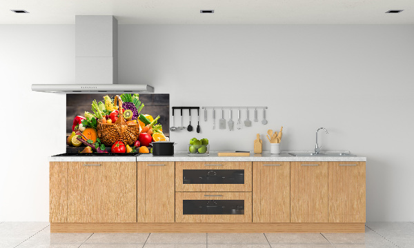 Panel de pared de cocina Cesta de frutas y verduras
