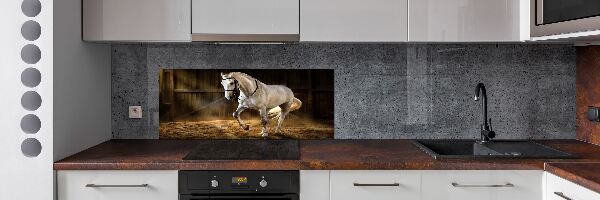 Panel para cocina Caballo blanco en el establo