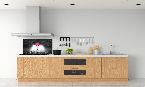 Panel para cocina Paraguas sobre la ciudad