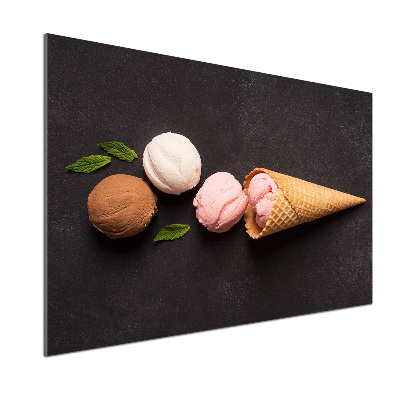 Panel de pared de cocina Helado en cono de waffle
