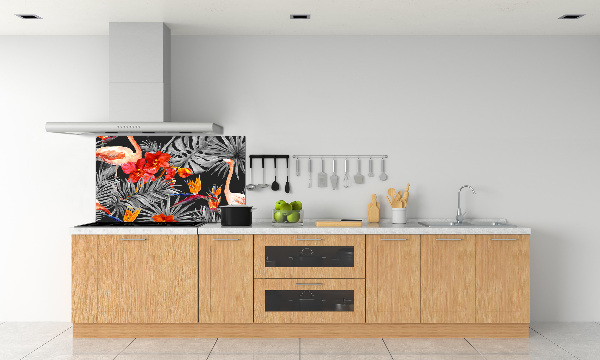 Panel do kuchni Flamingi i kwiaty