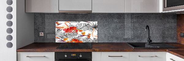 Panel de pared de cocina Flamencos y flores