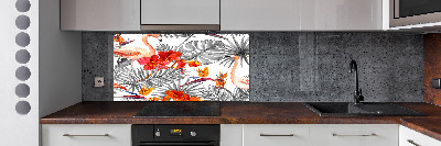 Panel de pared de cocina Flamencos y flores