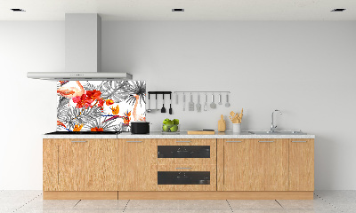 Panel de pared de cocina Flamencos y flores