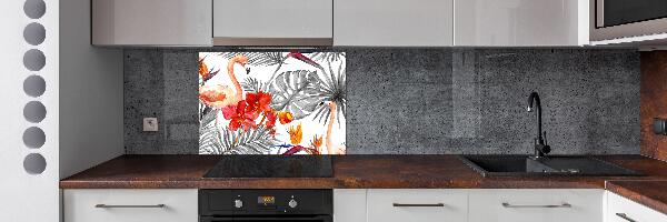 Panel de pared de cocina Flamencos y flores