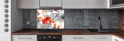 Panel de pared de cocina Flamencos y flores