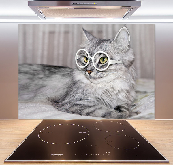 Panel para cocina Gato con gafas