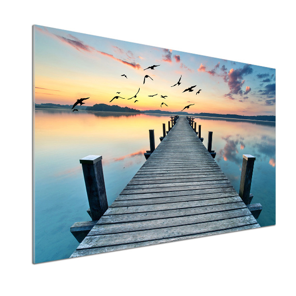 Panel de pared de cocina Muelle de madera