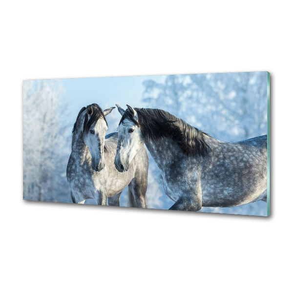 Salpicadero de cocina Caballos grises en invierno