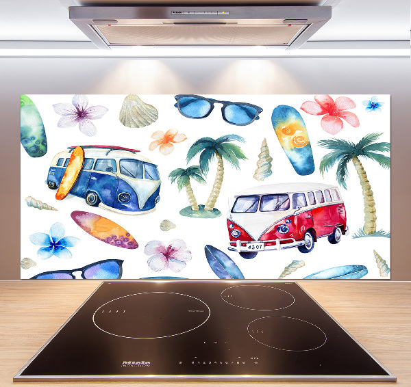 Panel de pared de cocina Símbolos de surf