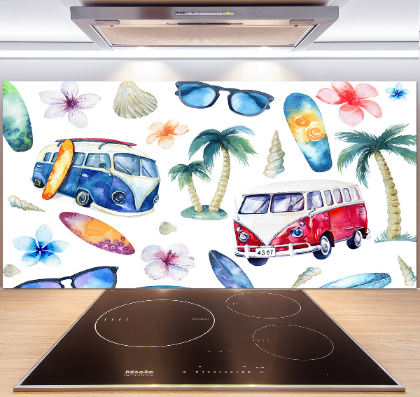 Panel de pared de cocina Símbolos de surf