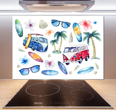 Panel de pared de cocina Símbolos de surf