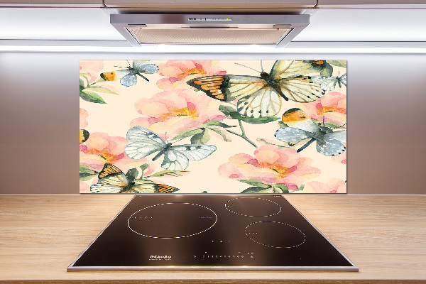 Panel para cocina Mariposas y flores
