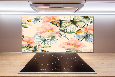 Panel para cocina Mariposas y flores