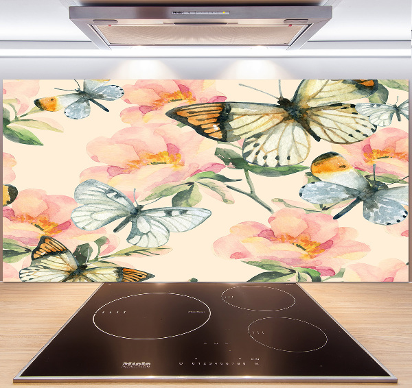 Panel para cocina Mariposas y flores