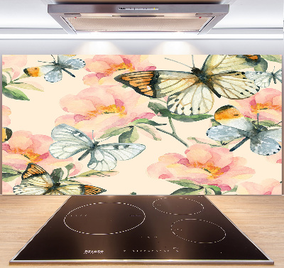 Panel para cocina Mariposas y flores