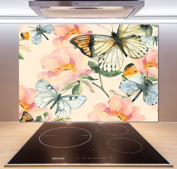Panel para cocina Mariposas y flores
