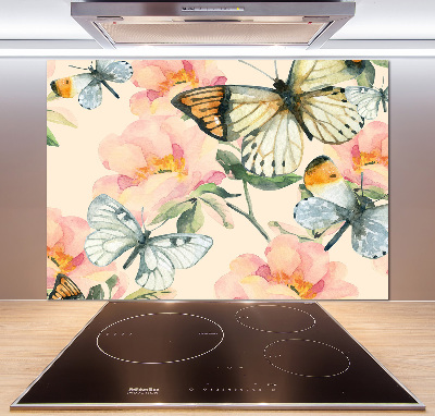 Panel para cocina Mariposas y flores