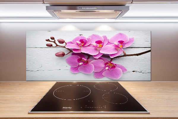 Panel de pared de cocina Orquídea sobre madera