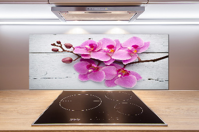 Panel de pared de cocina Orquídea sobre madera