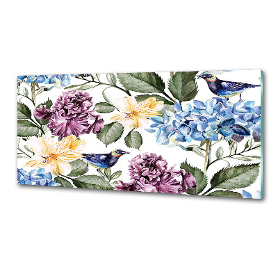 Panel do kuchni Kwiaty i ptaki