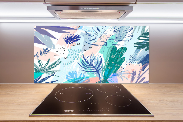 Panel para cocina hojas tropicales
