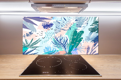 Panel para cocina hojas tropicales