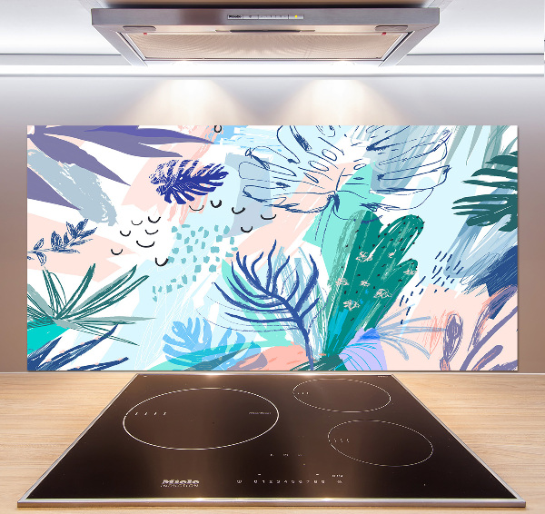Panel para cocina hojas tropicales