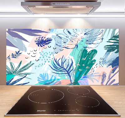 Panel para cocina hojas tropicales