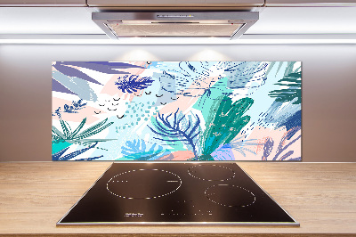 Panel para cocina hojas tropicales