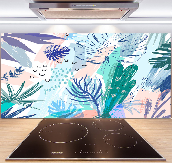 Panel para cocina hojas tropicales