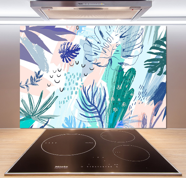 Panel para cocina hojas tropicales