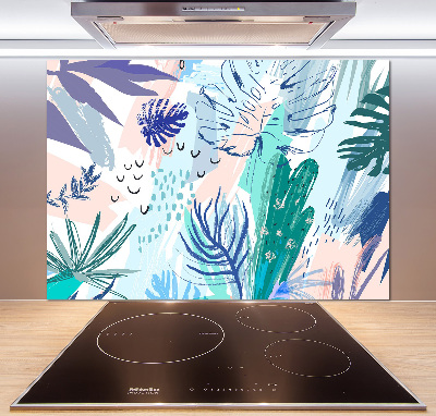 Panel para cocina hojas tropicales
