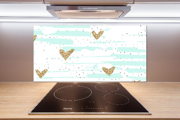 Panel antisalpicaduras Fondo de corazones dorados