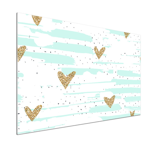 Panel antisalpicaduras Fondo de corazones dorados