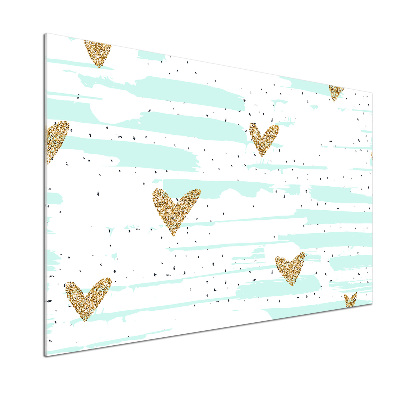 Panel antisalpicaduras Fondo de corazones dorados