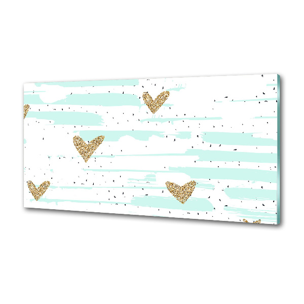 Panel antisalpicaduras Fondo de corazones dorados