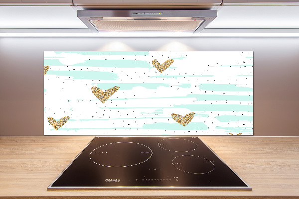 Panel antisalpicaduras Fondo de corazones dorados