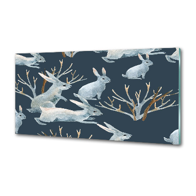 Salpicadero para cocina Conejos en invierno