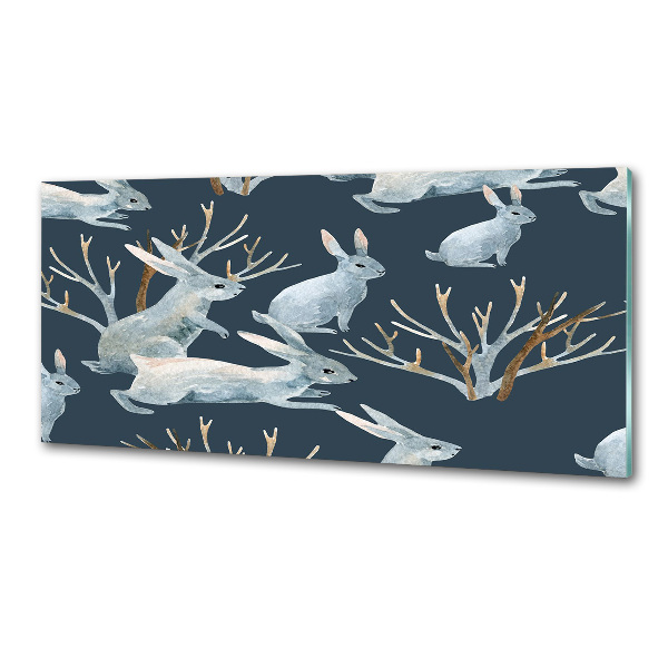 Salpicadero para cocina Conejos en invierno