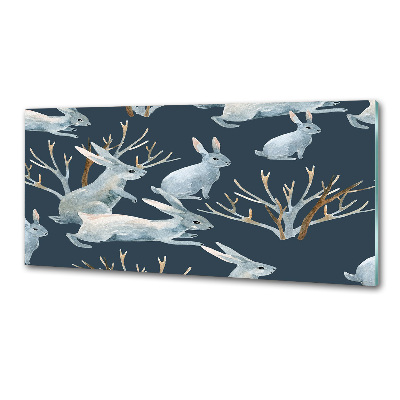 Panel dekor szkło Króliki zimą