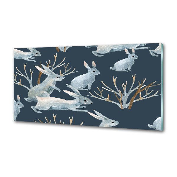 Salpicadero para cocina Conejos en invierno