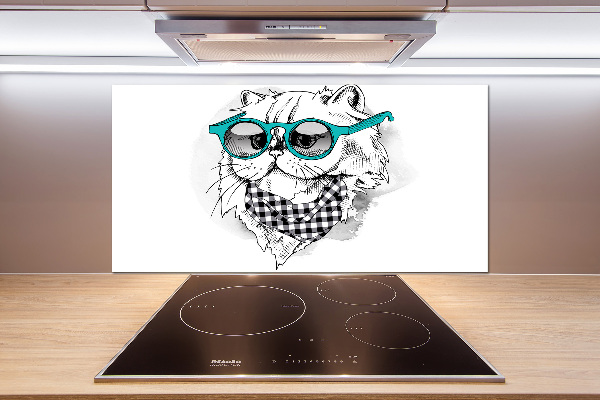 Salpicadero de cocina Gato con gafas