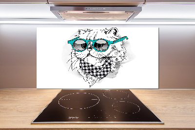 Salpicadero de cocina Gato con gafas