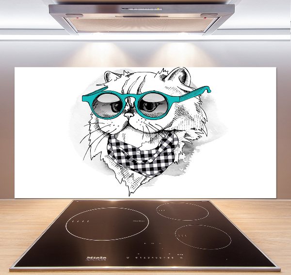 Salpicadero de cocina Gato con gafas