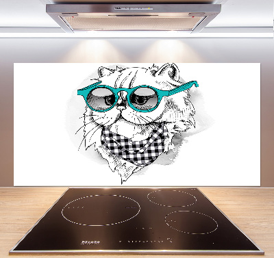 Salpicadero de cocina Gato con gafas