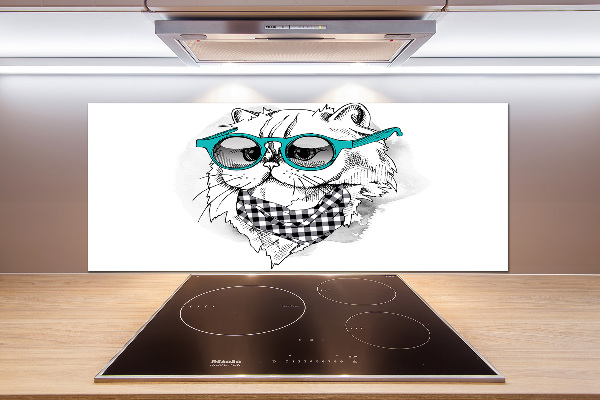 Salpicadero de cocina Gato con gafas