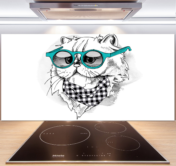 Salpicadero de cocina Gato con gafas