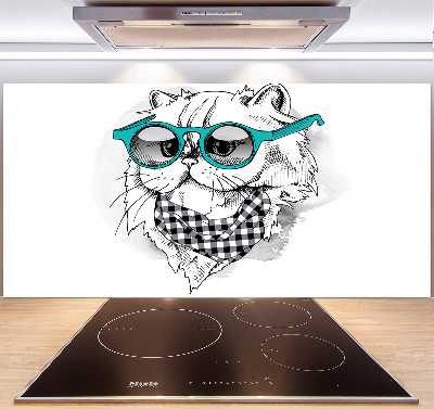 Salpicadero de cocina Gato con gafas